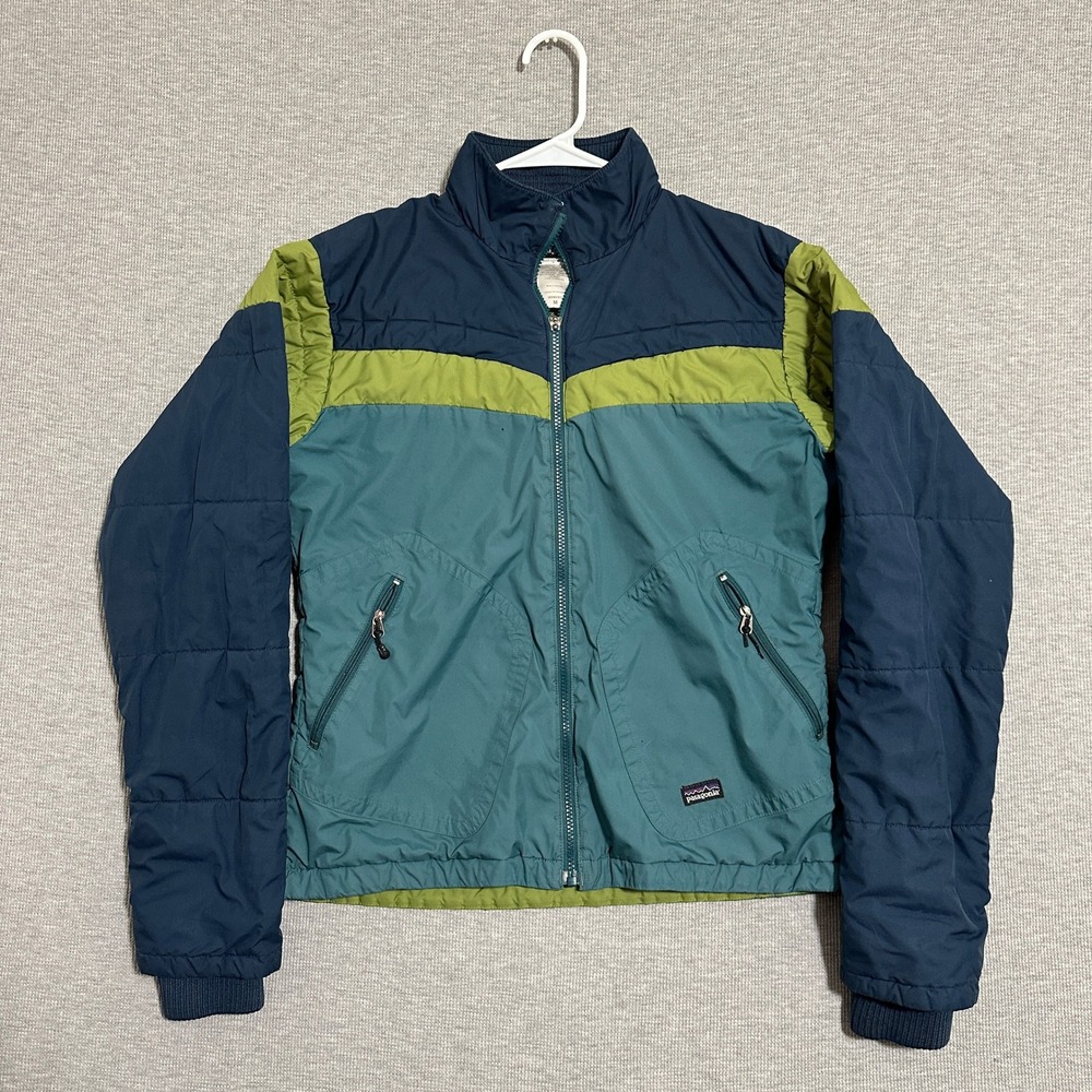 Patagonia Colorblock Insulated Full Zip Jacket Blue Green Womens Size Medium